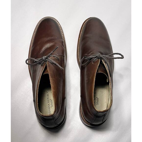 Banana Republic Realey Italian Leather Chukka Boot in Chocolate Brown Mens sz 10 - Picture 4 of 10